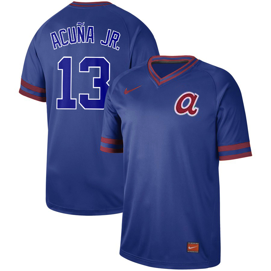 Men's Atlanta Braves #13 Ronald Acuna Blue Cooperstown Collection Legend Stitched MLB Jersey